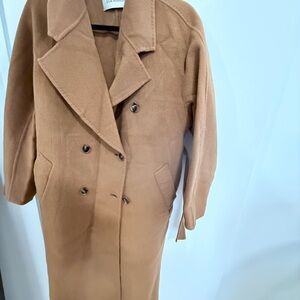 Women's Silk Maison 100% wool Tan Double-Breasted Coat size M